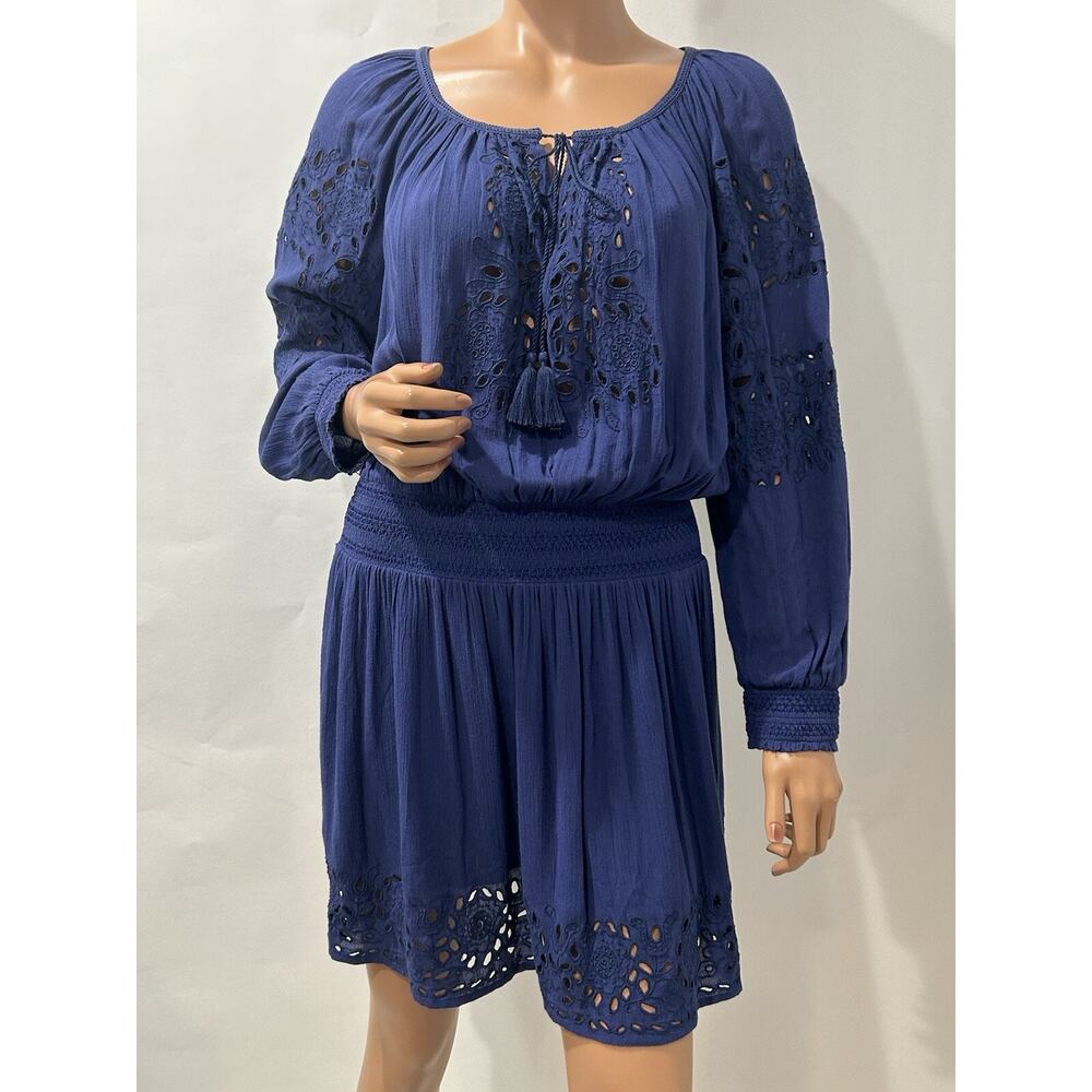 alice and olivia dress size 4 navy elastic waist %100 viscose